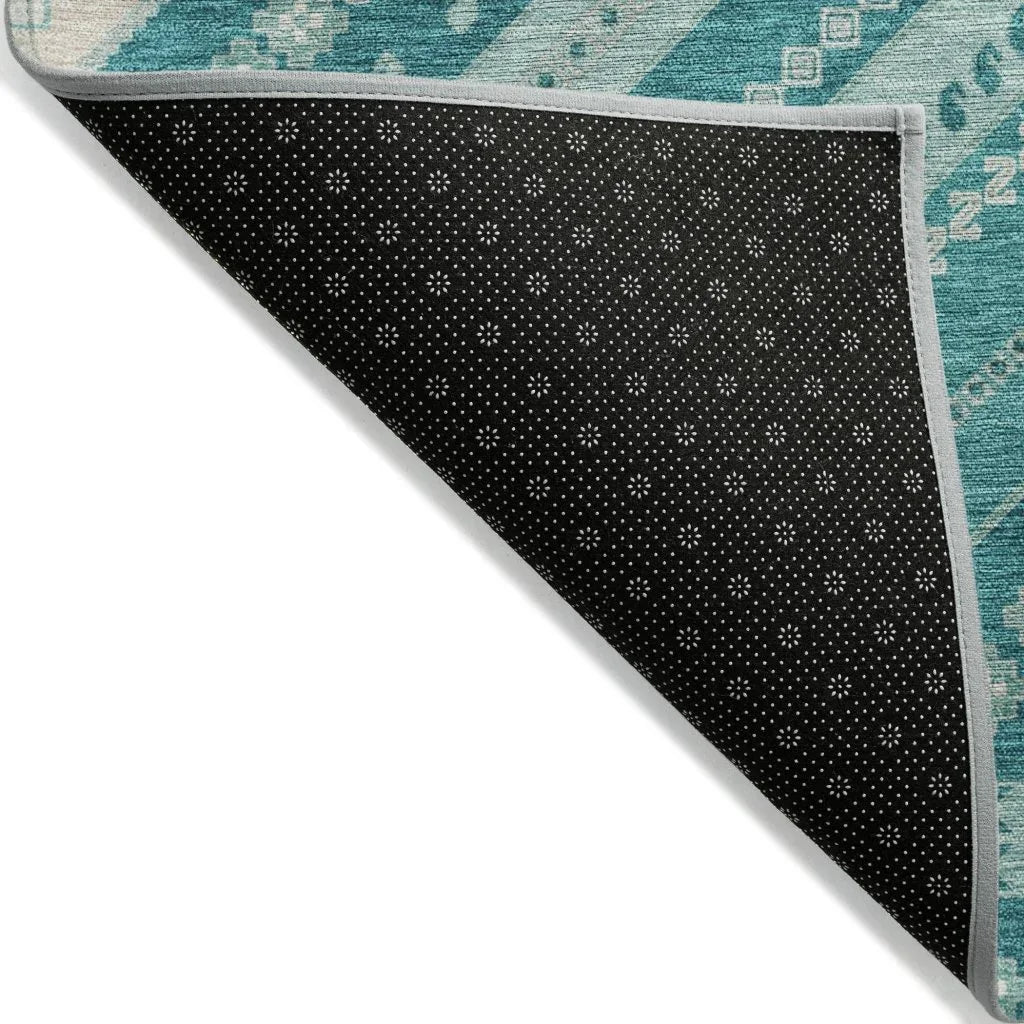 LOOMLAN Rugs Solene Teal Washable Indoor-Outdoor Rug