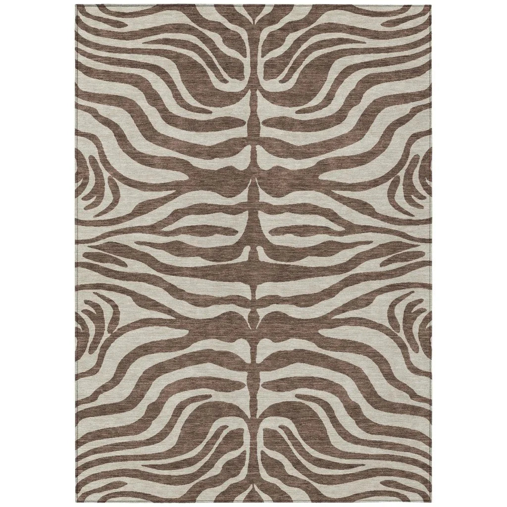 LOOMLAN Rugs Solstice Brown Washable Indoor-Outdoor Rug
