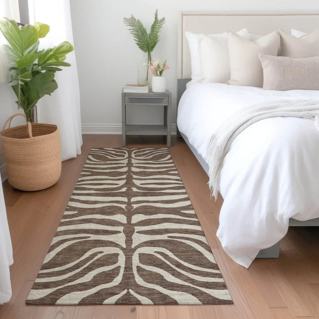 LOOMLAN Rugs Solstice Brown Washable Indoor-Outdoor Rug