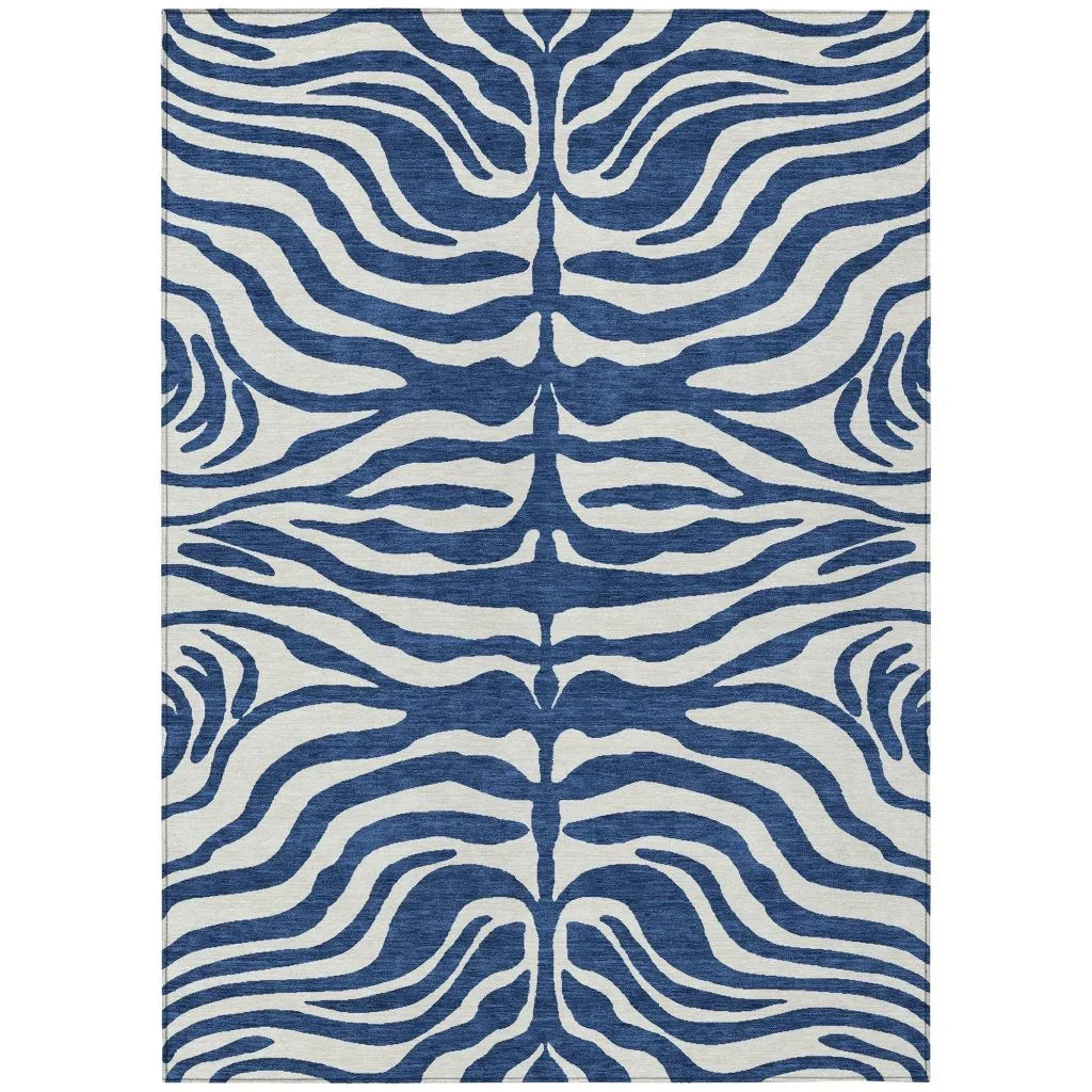 LOOMLAN Rugs Solstice Navy Washable Indoor-Outdoor Rug