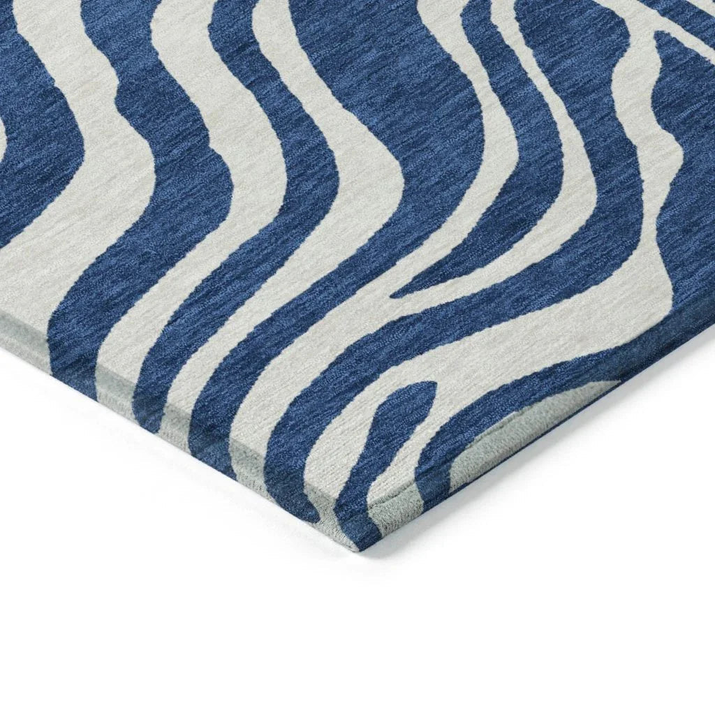 LOOMLAN Rugs Solstice Navy Washable Indoor-Outdoor Rug