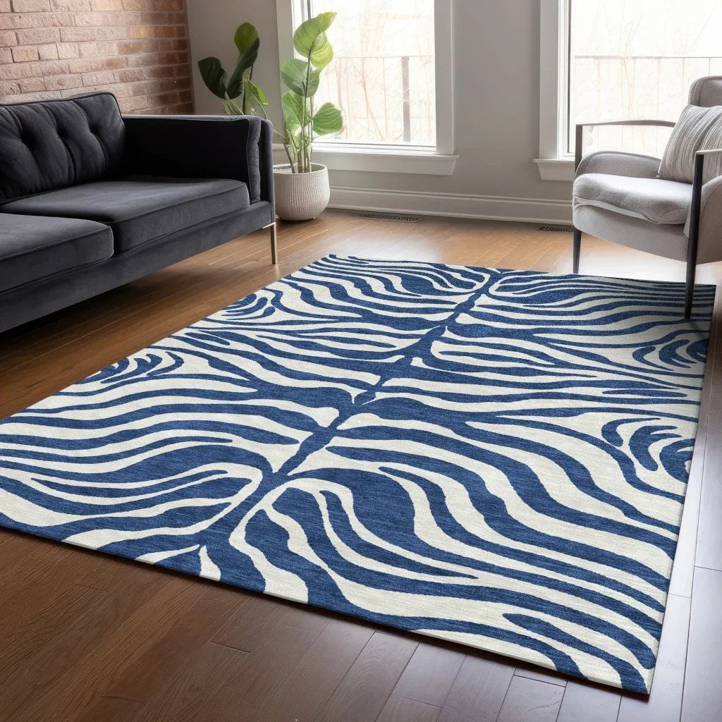 LOOMLAN Rugs Solstice Navy Washable Indoor-Outdoor Rug