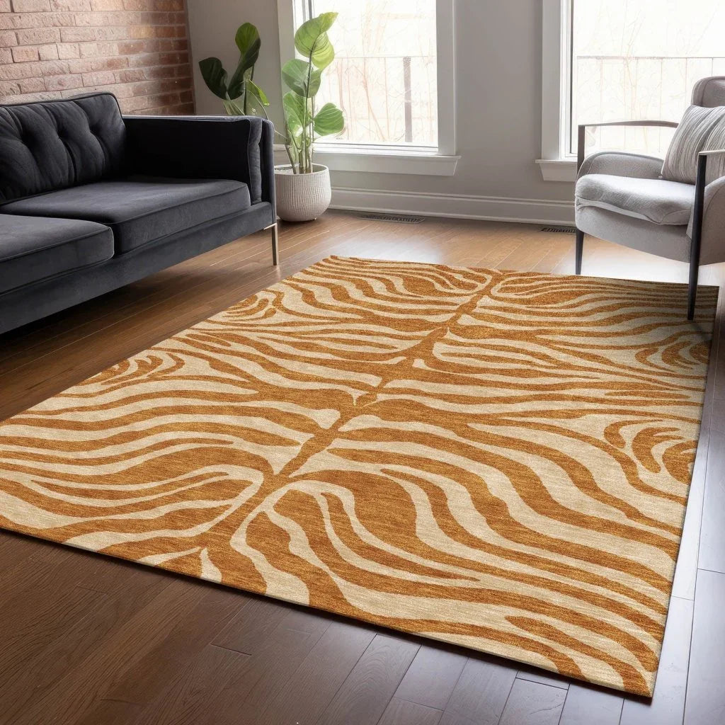 LOOMLAN Rugs Solstice Orange Washable Indoor-Outdoor Rug