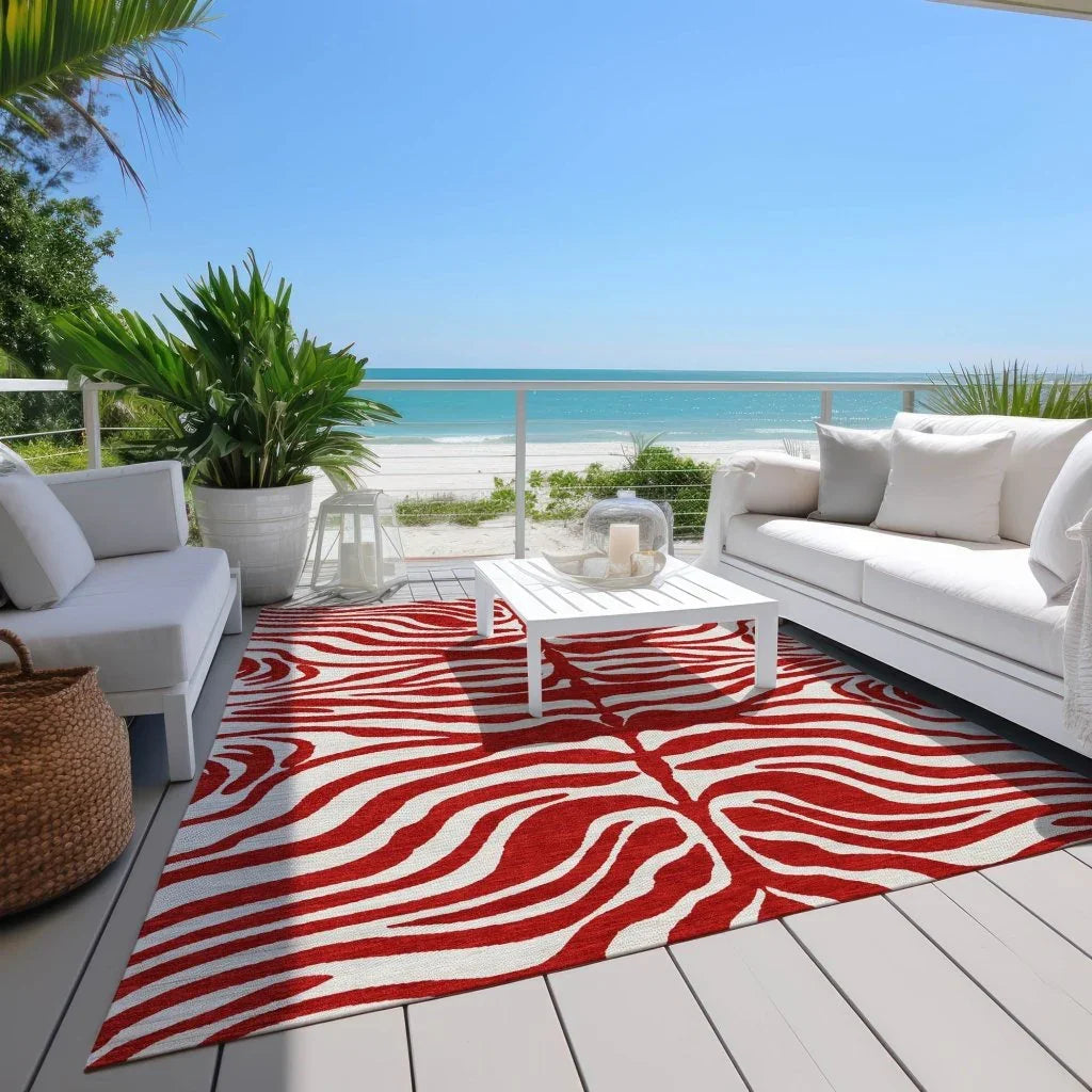 LOOMLAN Rugs Solstice Red Washable Indoor-Outdoor Rug