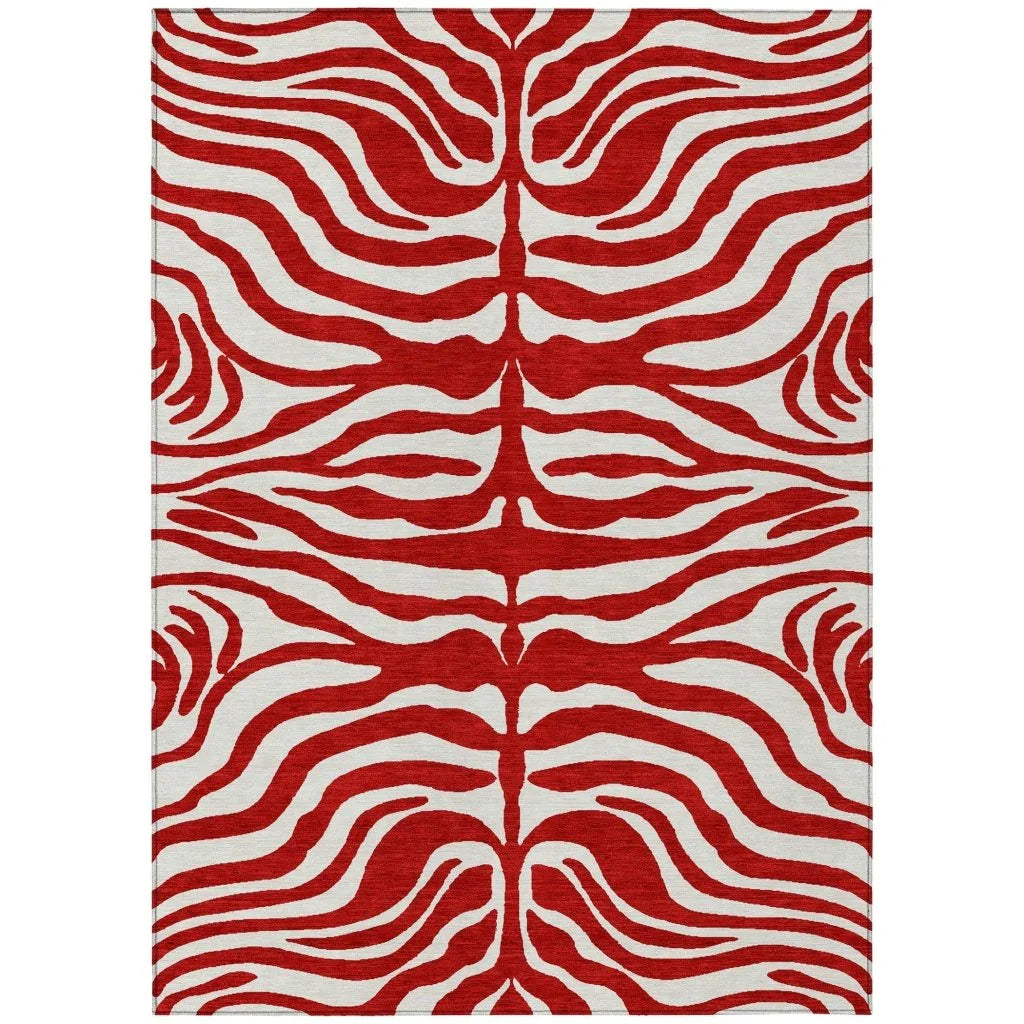 LOOMLAN Rugs Solstice Red Washable Indoor-Outdoor Rug