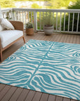 LOOMLAN Rugs Solstice Teal Washable Indoor-Outdoor Rug