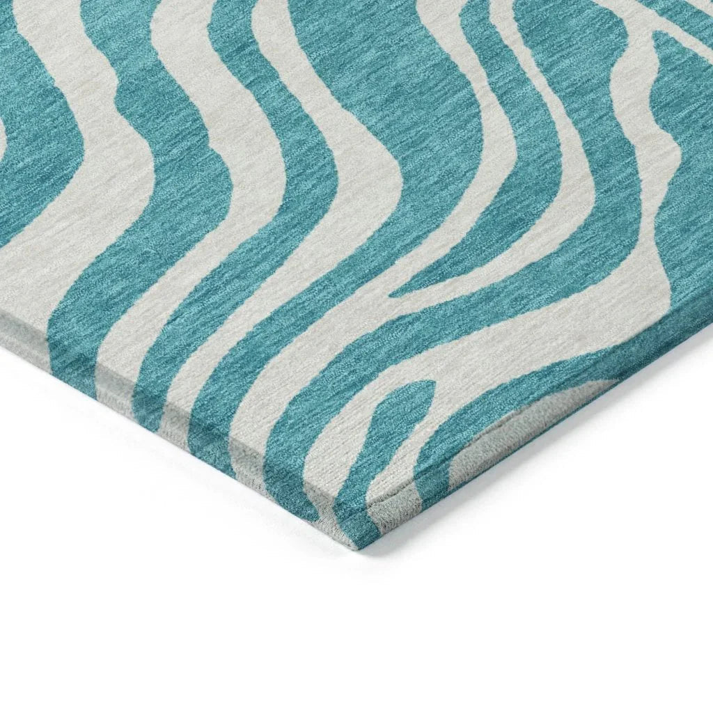 LOOMLAN Rugs Solstice Teal Washable Indoor-Outdoor Rug