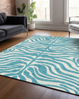 LOOMLAN Rugs Solstice Teal Washable Indoor-Outdoor Rug