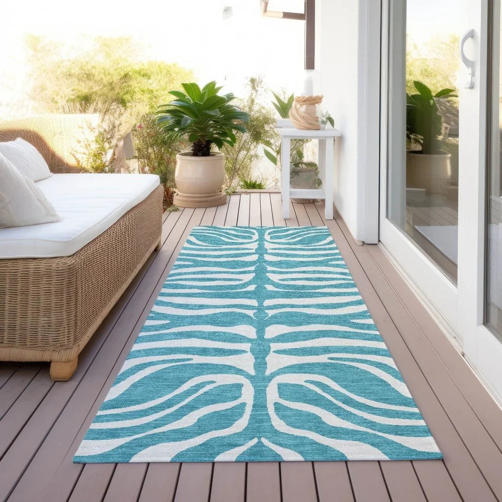 LOOMLAN Rugs Solstice Teal Washable Indoor-Outdoor Rug