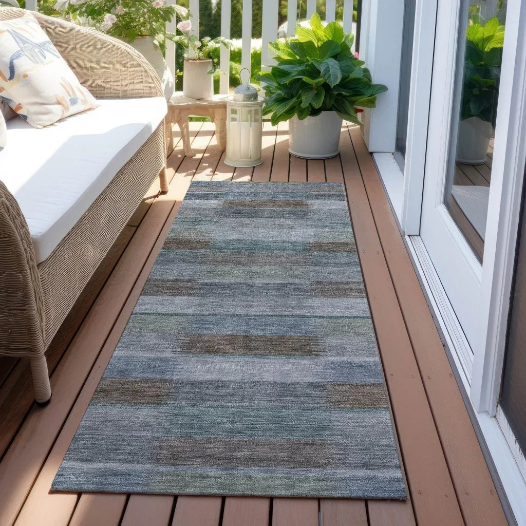 LOOMLAN Rugs Solvia Blue Washable Indoor-Outdoor Rug