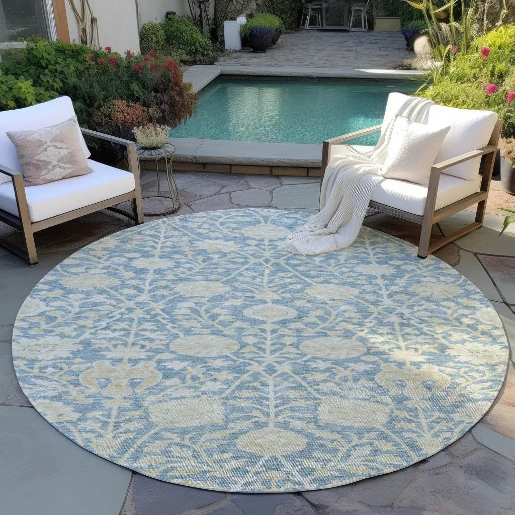 LOOMLAN Rugs Sonnet Blue Washable Indoor-Outdoor Rug