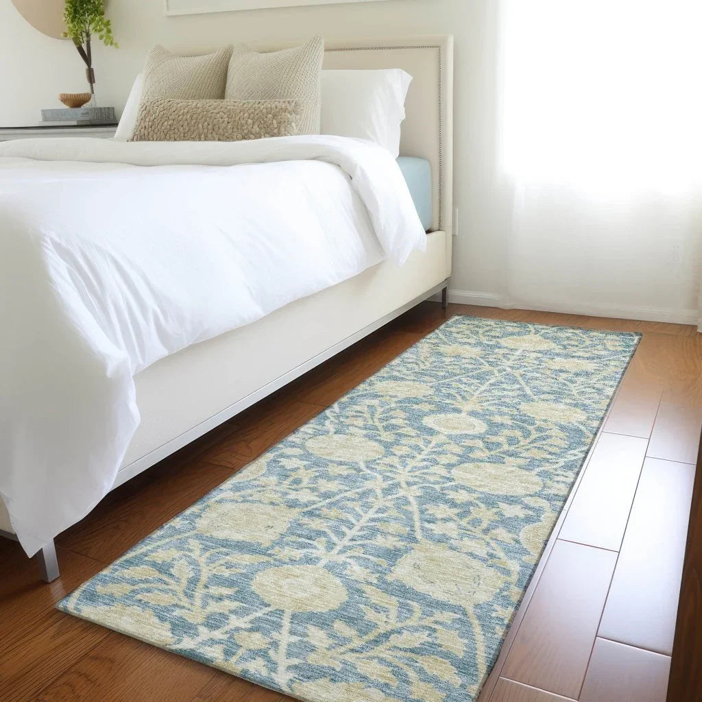 LOOMLAN Rugs Sonnet Blue Washable Indoor-Outdoor Rug