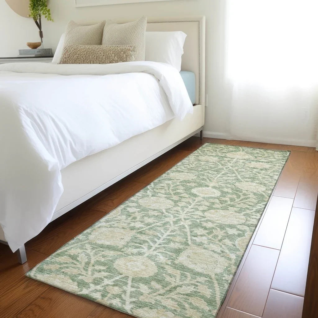 LOOMLAN Rugs Sonnet Green Washable Indoor-Outdoor Rug