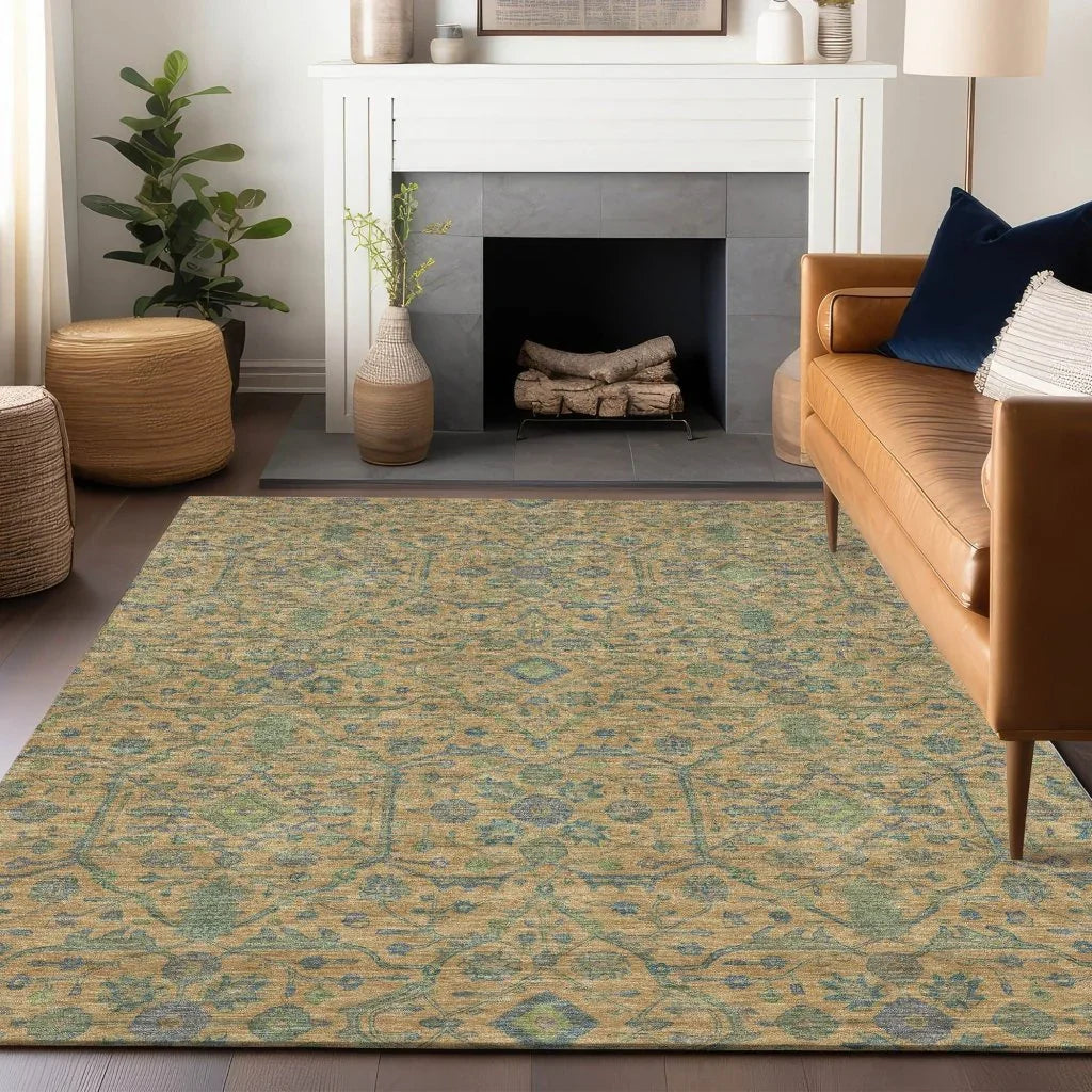 LOOMLAN Rugs Soren Orange Washable Indoor-Outdoor Rug