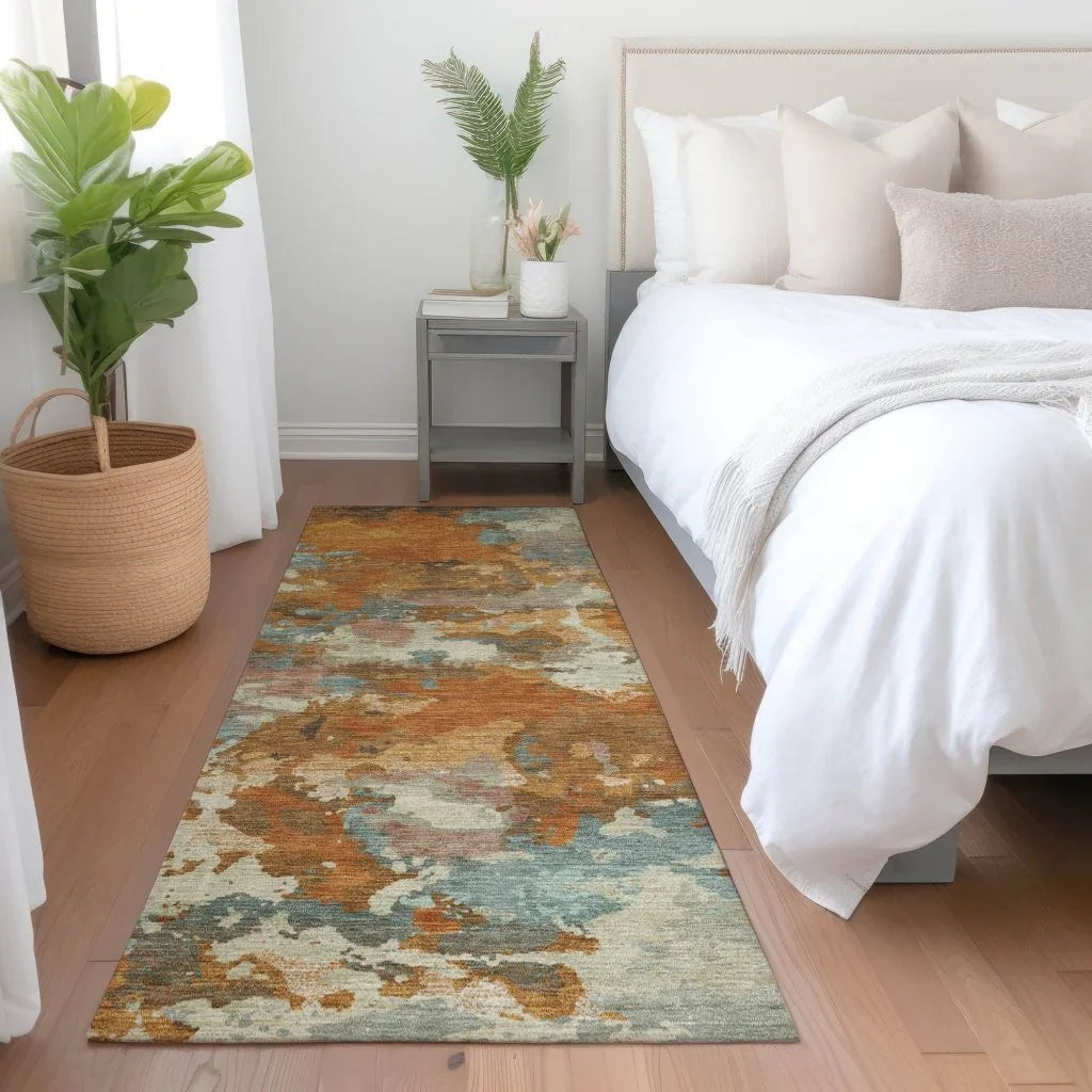 LOOMLAN Rugs Sorrin Orange Washable Indoor-Outdoor Rug