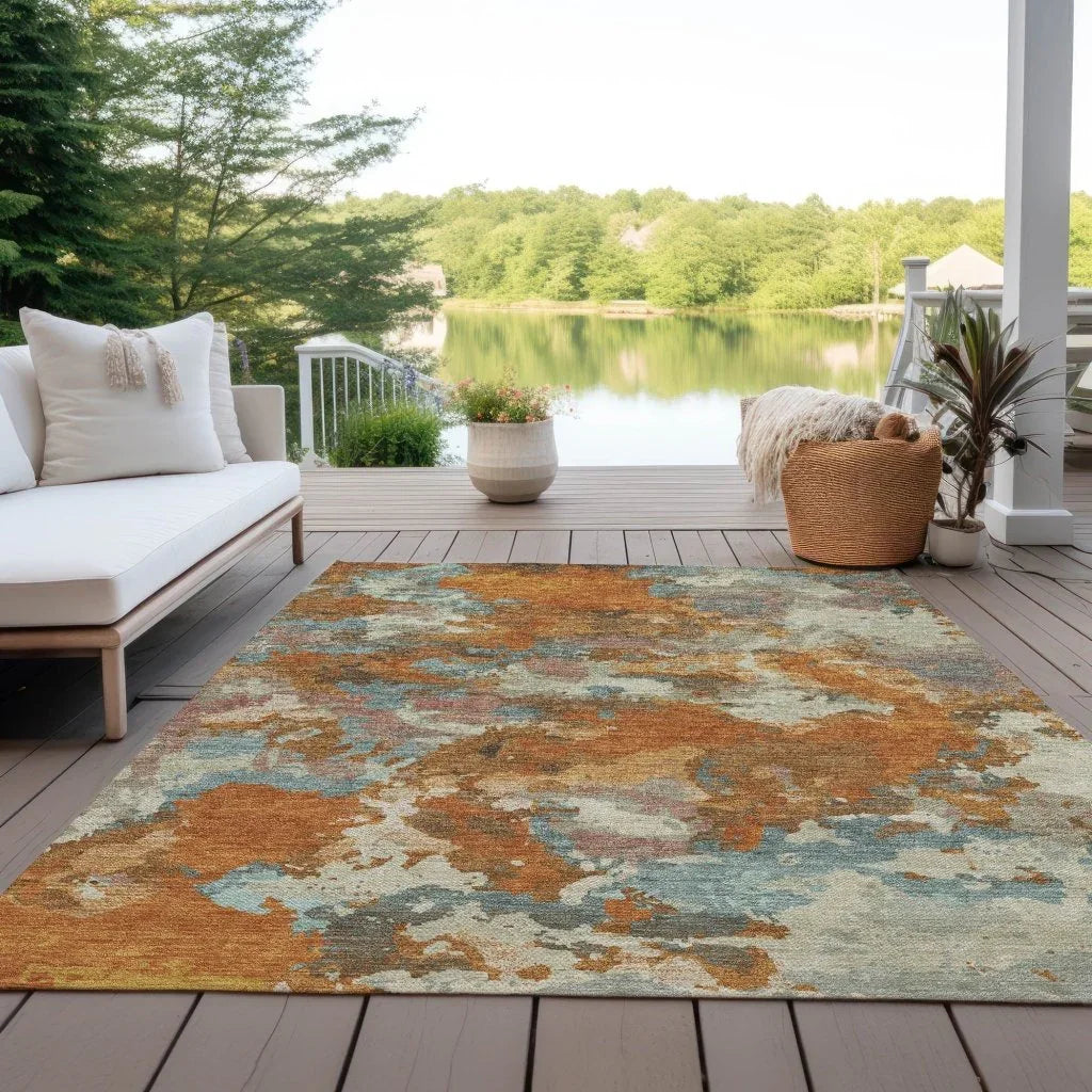 LOOMLAN Rugs Sorrin Orange Washable Indoor-Outdoor Rug