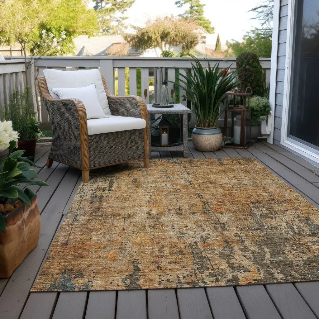 LOOMLAN Rugs Spindlea Orange Washable Indoor-Outdoor Rug