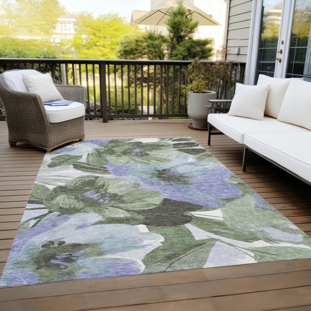 LOOMLAN Rugs Spindleya Green Washable Indoor-Outdoor Rug