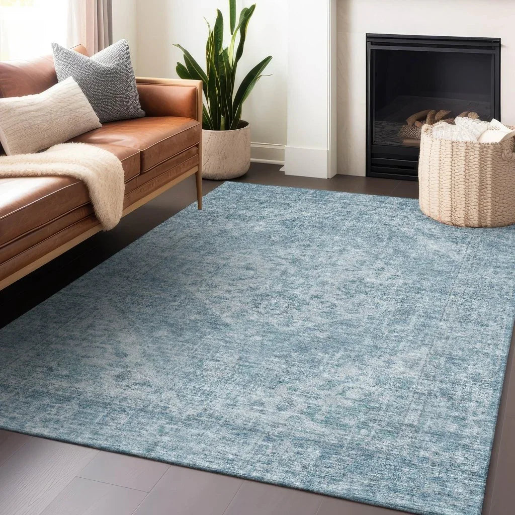 LOOMLAN Rugs Stockholm Blue Washable Indoor-Outdoor Rug