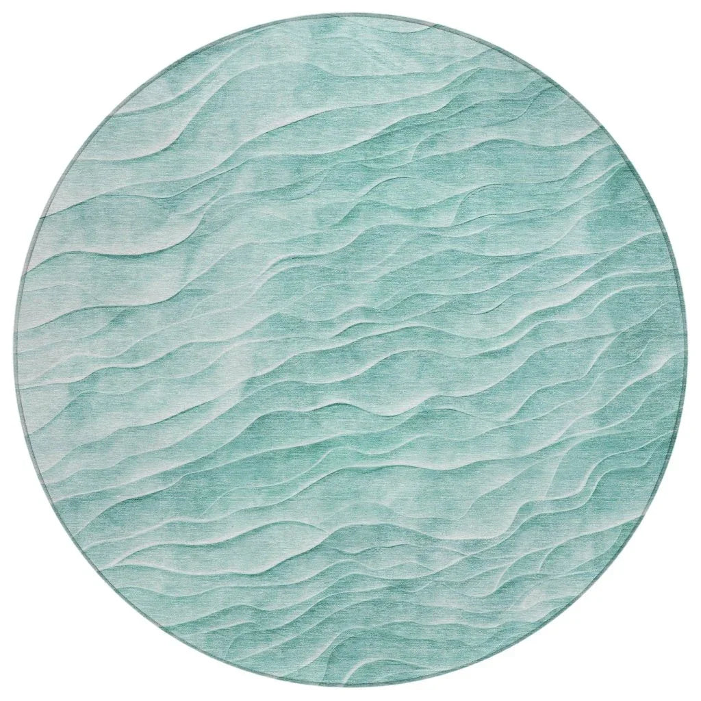 Stratora Teal Washable Indoor-Outdoor Rug