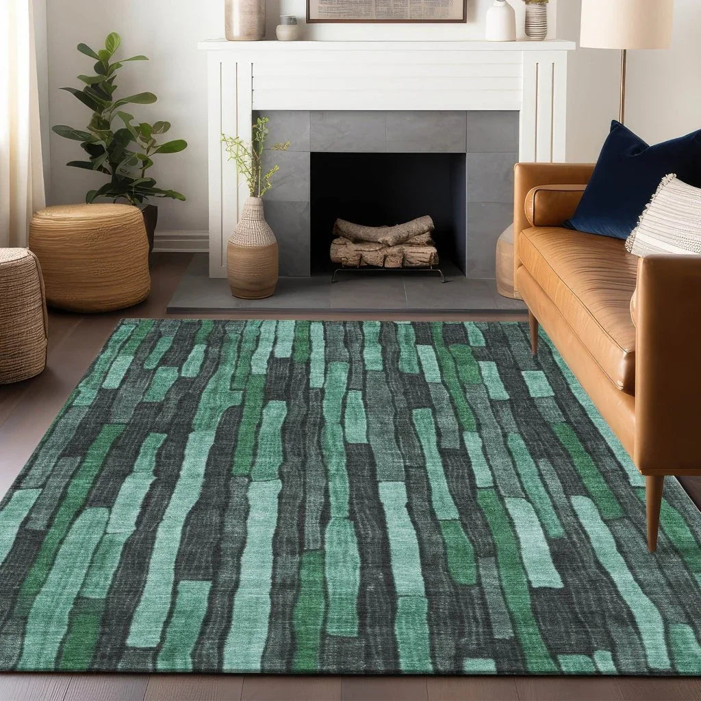 LOOMLAN Rugs Sundal Green Washable Indoor-Outdoor Rug