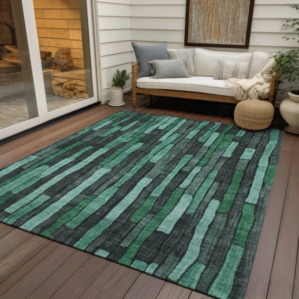 LOOMLAN Rugs Sundal Green Washable Indoor-Outdoor Rug