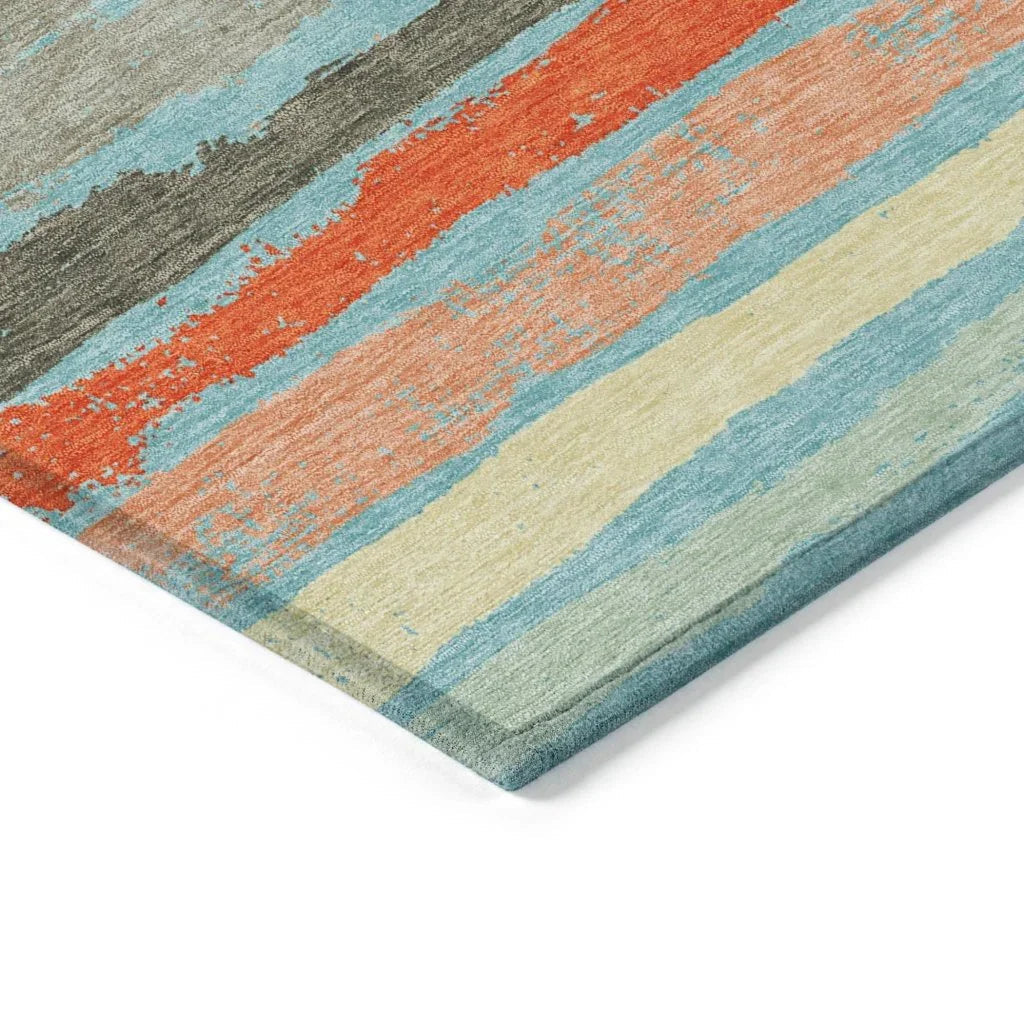 LOOMLAN Rugs Sylira Blue Washable Indoor-Outdoor Rug