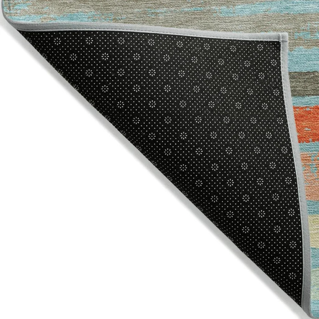 LOOMLAN Rugs Sylira Blue Washable Indoor-Outdoor Rug