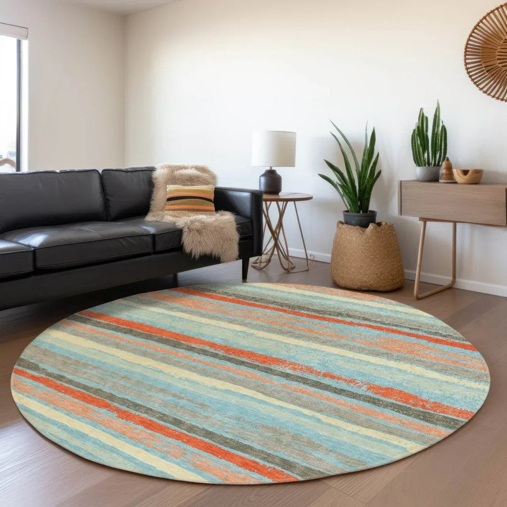 LOOMLAN Rugs Sylira Blue Washable Indoor-Outdoor Rug