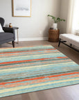 LOOMLAN Rugs Sylira Blue Washable Indoor-Outdoor Rug
