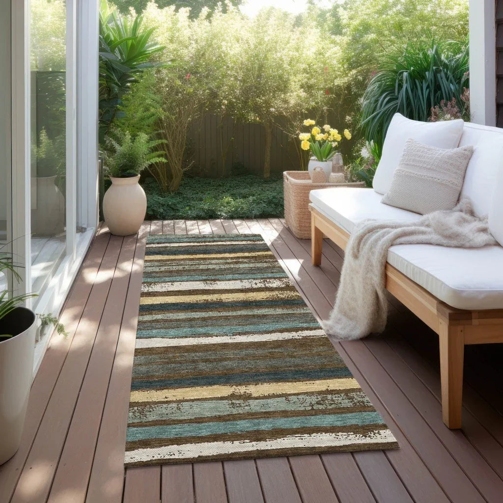 LOOMLAN Rugs Sylira Brown Washable Indoor-Outdoor Rug