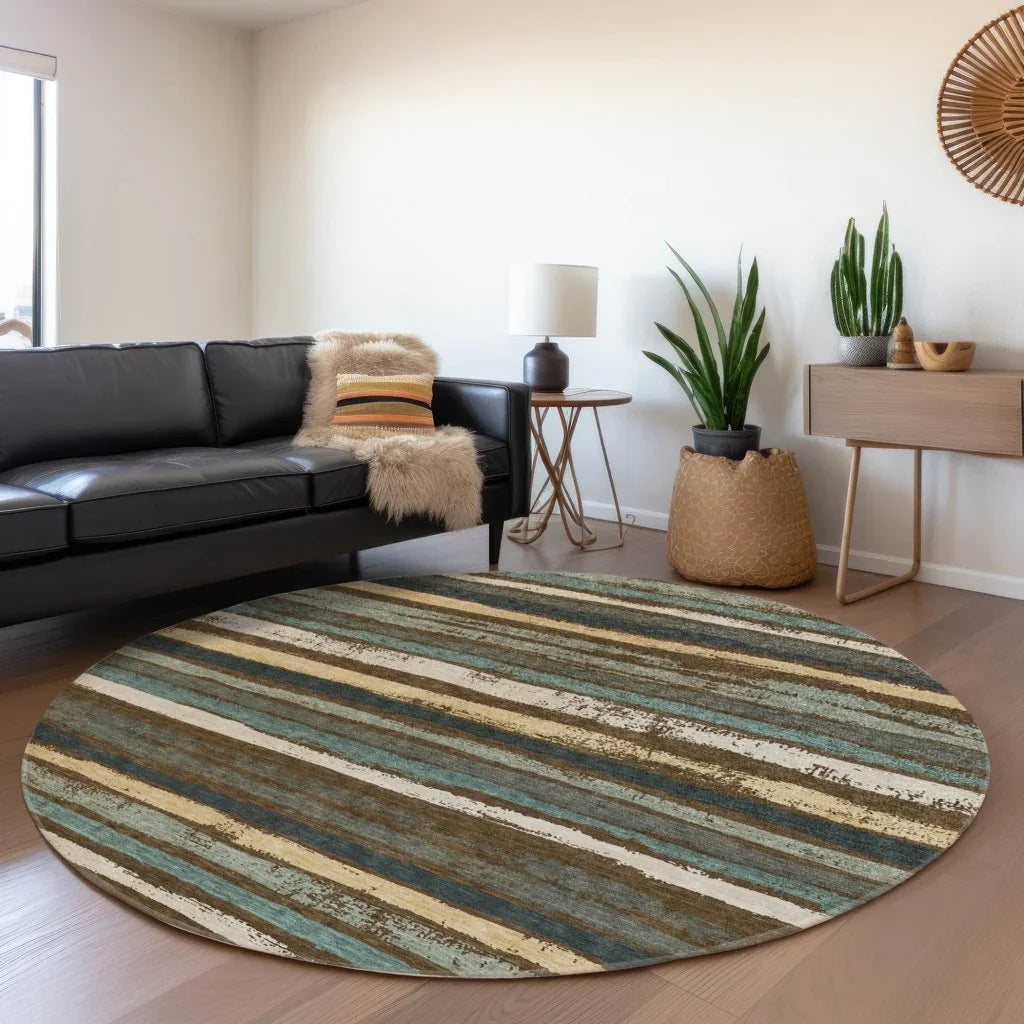 LOOMLAN Rugs Sylira Brown Washable Indoor-Outdoor Rug