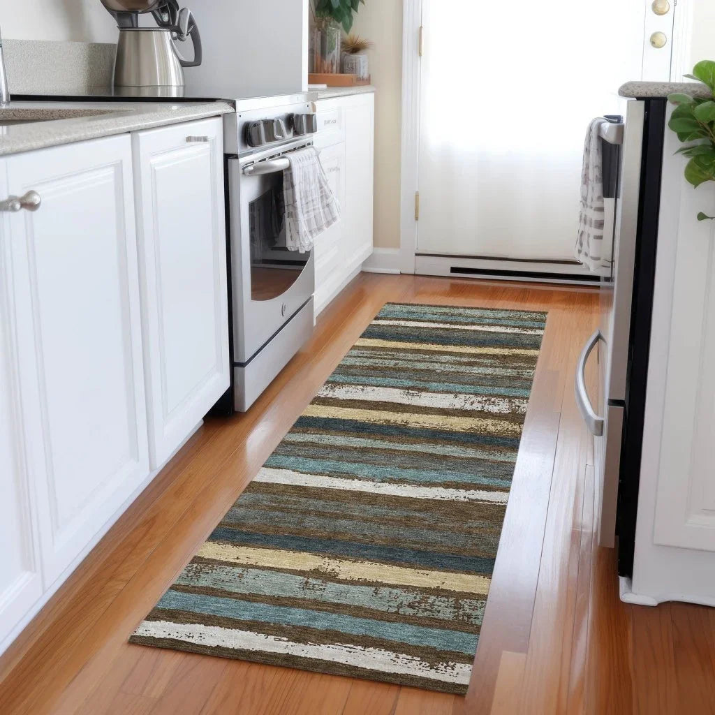 LOOMLAN Rugs Sylira Brown Washable Indoor-Outdoor Rug