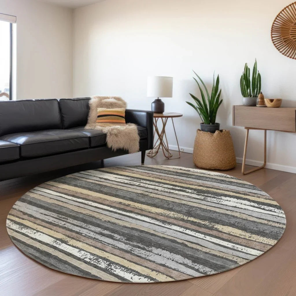 LOOMLAN Rugs Sylira Charcoal Washable Indoor-Outdoor Rug