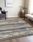 LOOMLAN Rugs Sylira Charcoal Washable Indoor-Outdoor Rug
