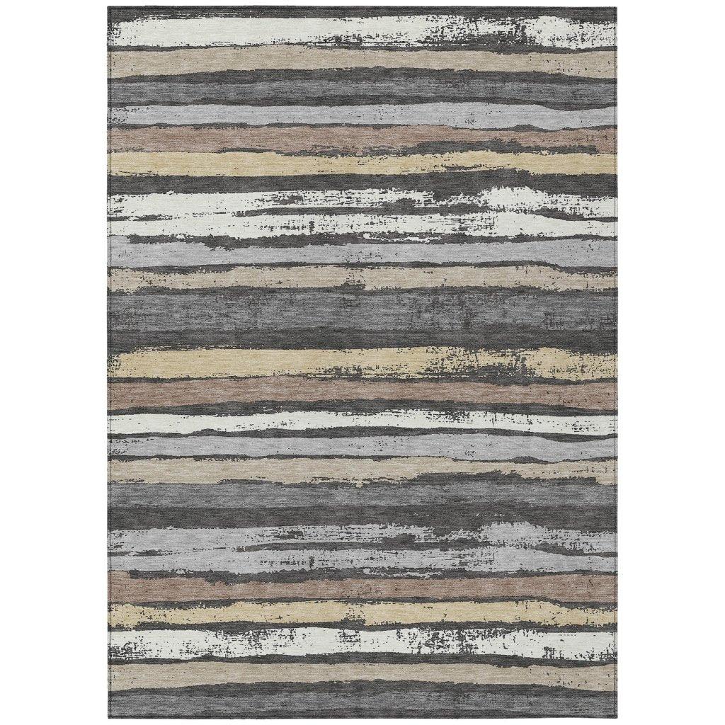 LOOMLAN Rugs Sylira Charcoal Washable Indoor-Outdoor Rug
