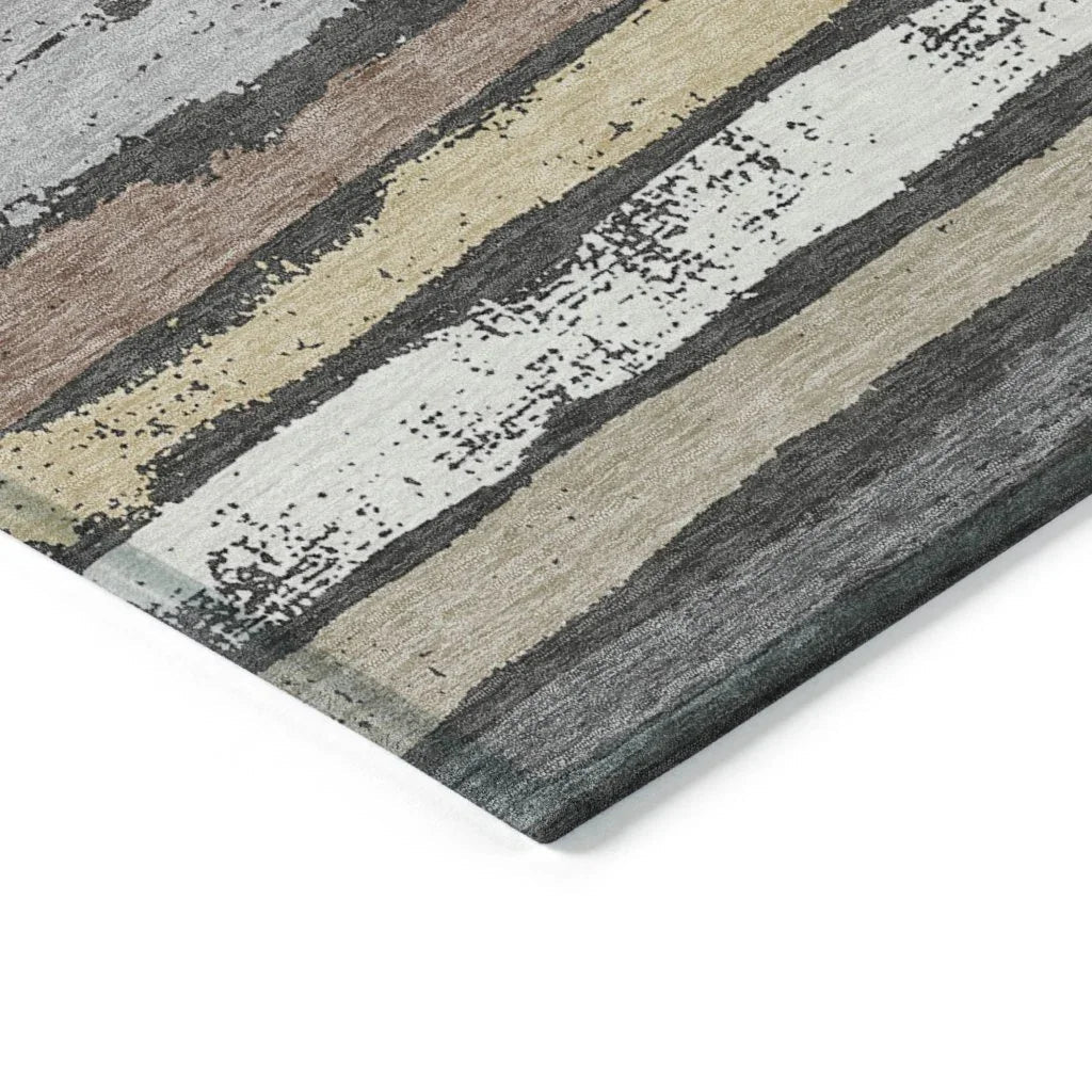 LOOMLAN Rugs Sylira Charcoal Washable Indoor-Outdoor Rug