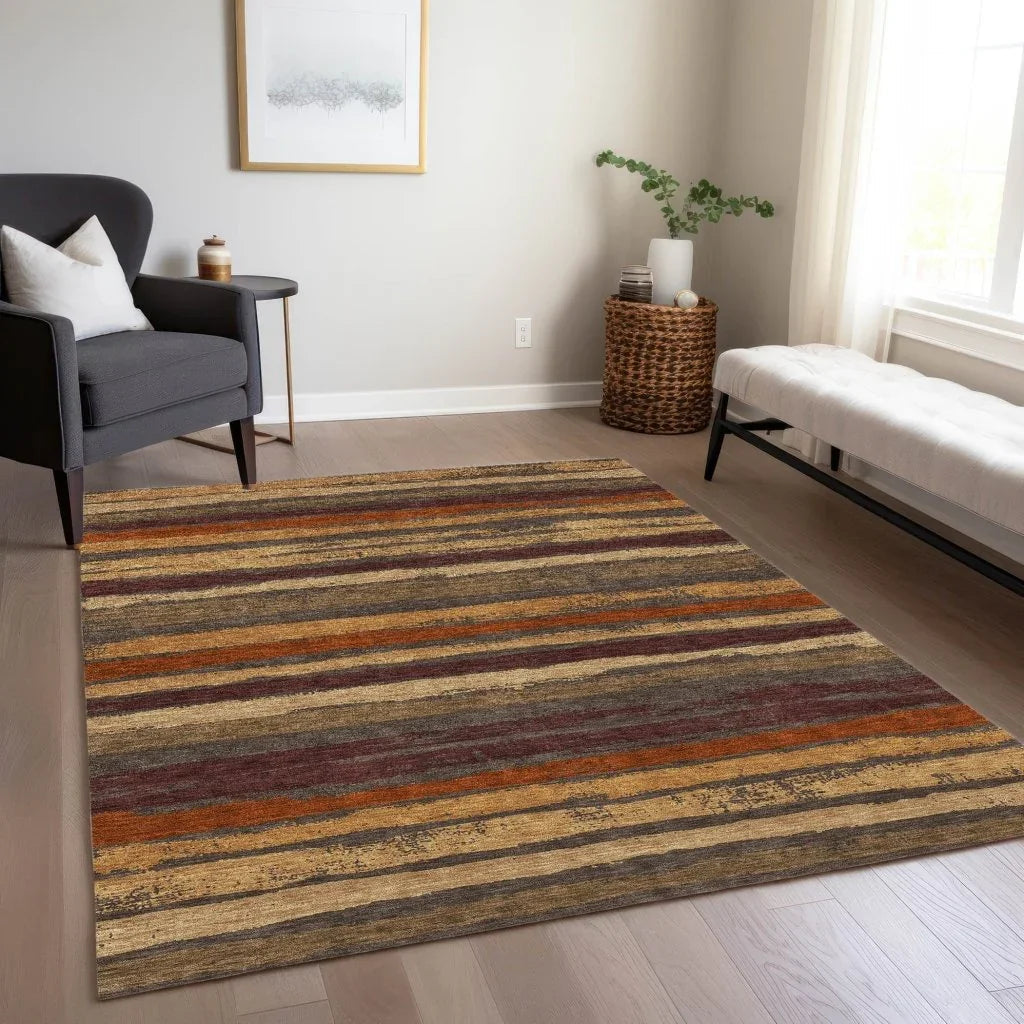 LOOMLAN Rugs Sylira Chocolate Washable Indoor-Outdoor Rug