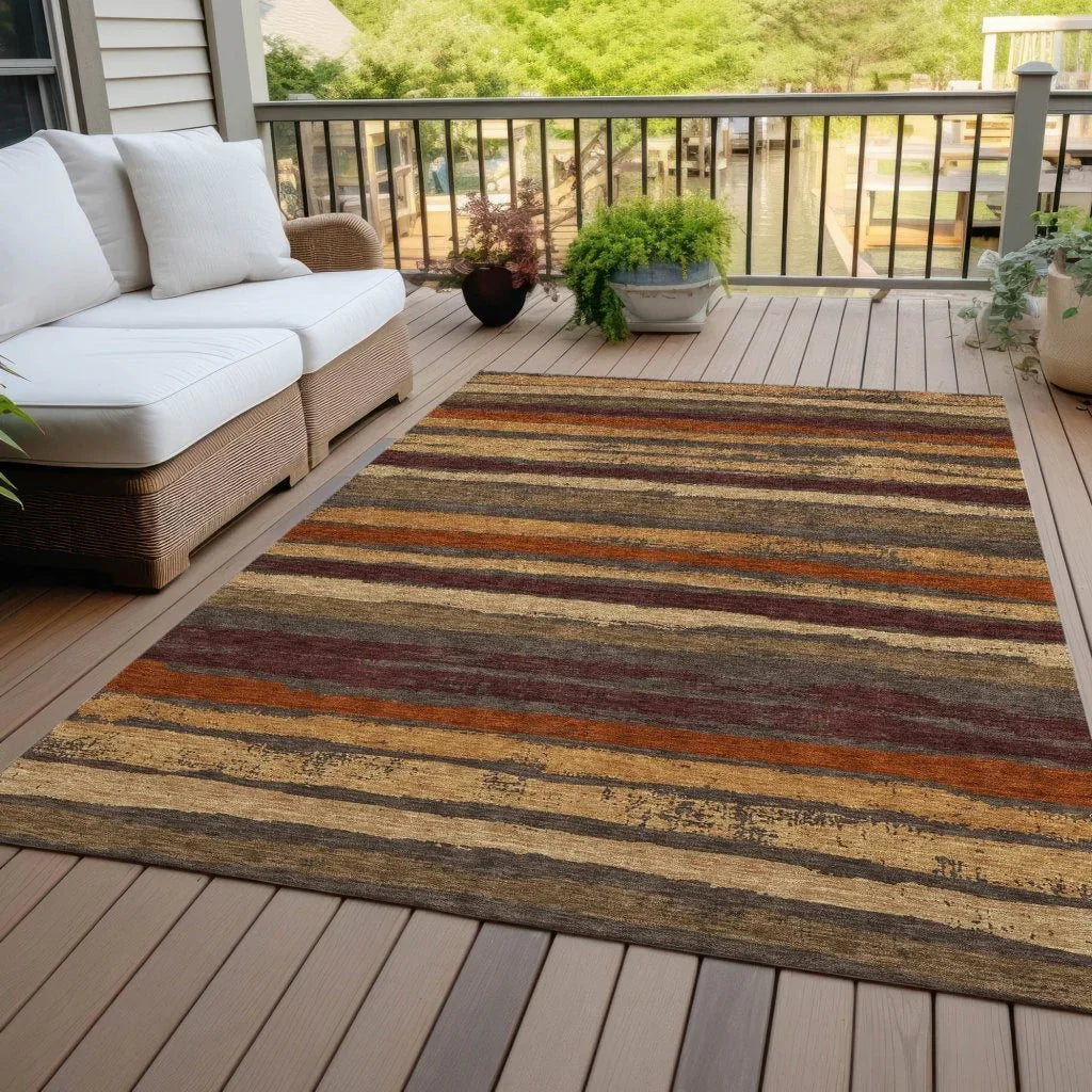 LOOMLAN Rugs Sylira Chocolate Washable Indoor-Outdoor Rug