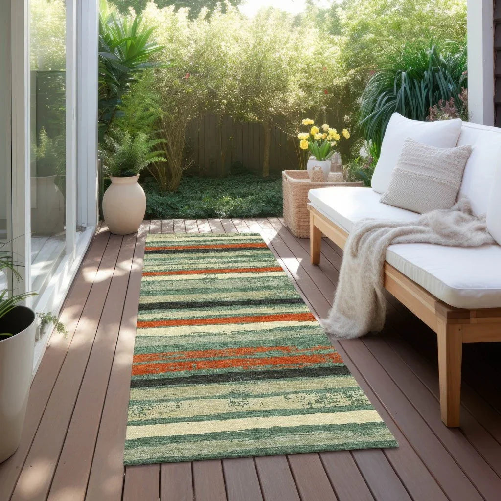 LOOMLAN Rugs Sylira Green Washable Indoor-Outdoor Rug