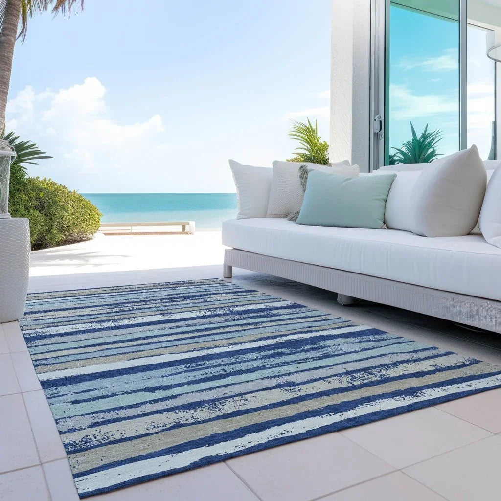 LOOMLAN Rugs Sylira Navy Washable Indoor-Outdoor Rug