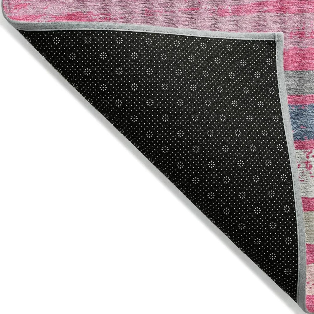 LOOMLAN Rugs Sylira Pink Washable Indoor-Outdoor Rug