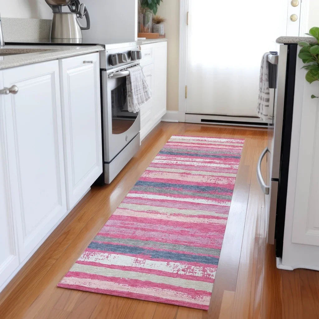 LOOMLAN Rugs Sylira Pink Washable Indoor-Outdoor Rug