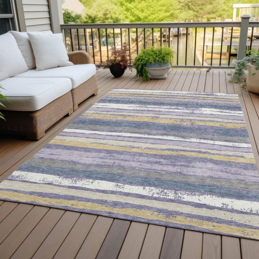 LOOMLAN Rugs Sylira Purple Washable Indoor-Outdoor Rug