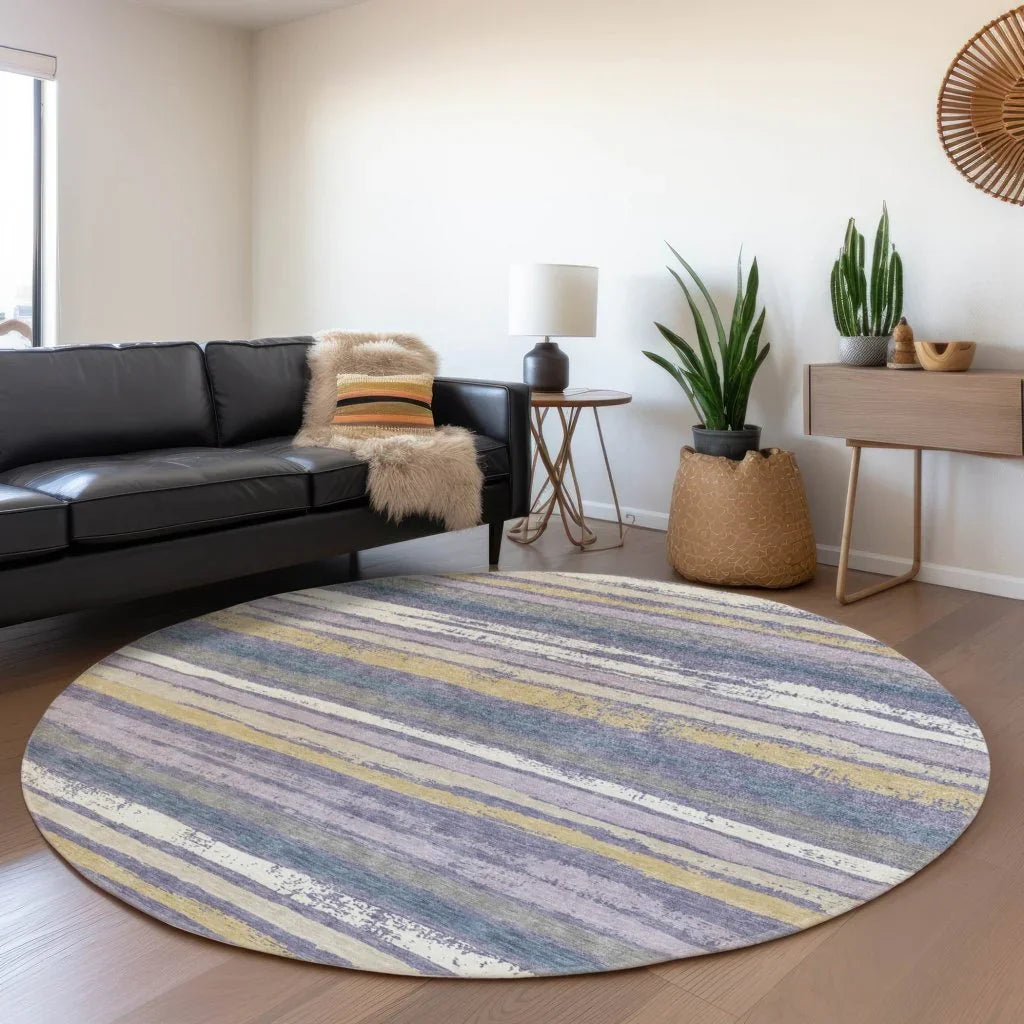 LOOMLAN Rugs Sylira Purple Washable Indoor-Outdoor Rug