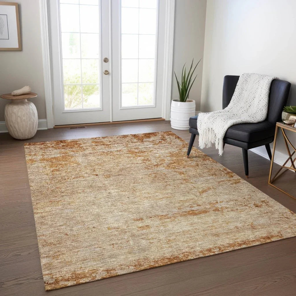 LOOMLAN Rugs Sylvaine Orange Washable Indoor-Outdoor Rug
