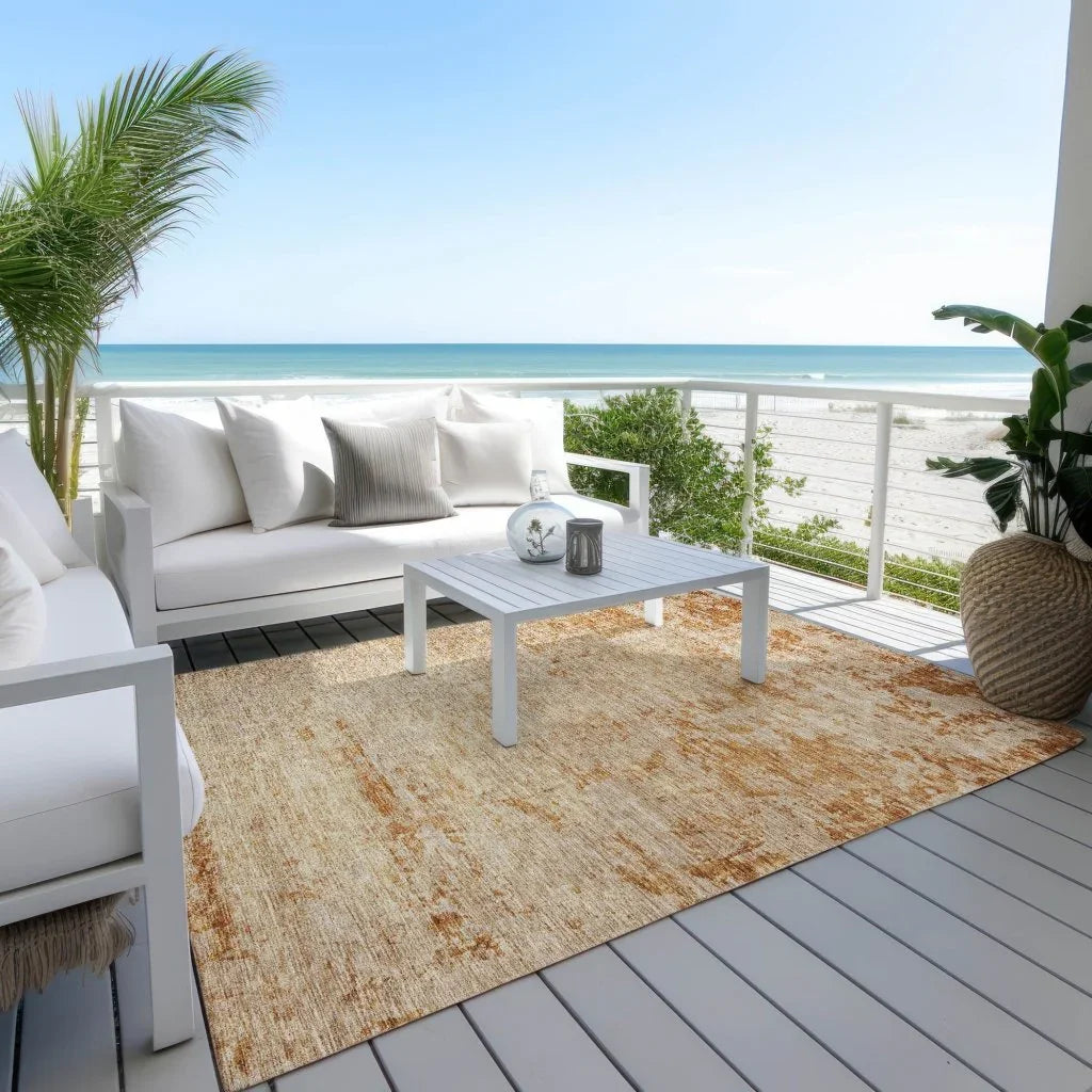 LOOMLAN Rugs Sylvaine Orange Washable Indoor-Outdoor Rug