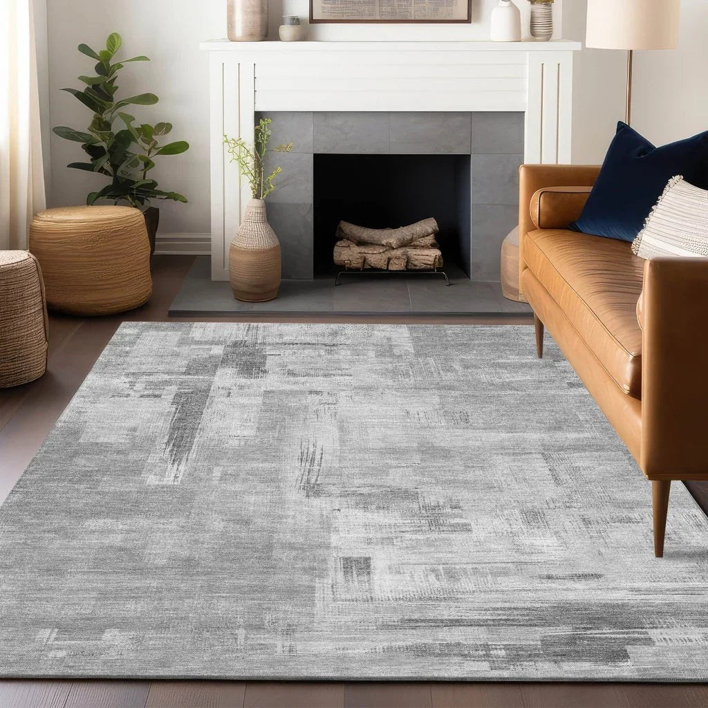 LOOMLAN Rugs Syrene Gray Washable Indoor-Outdoor Rug