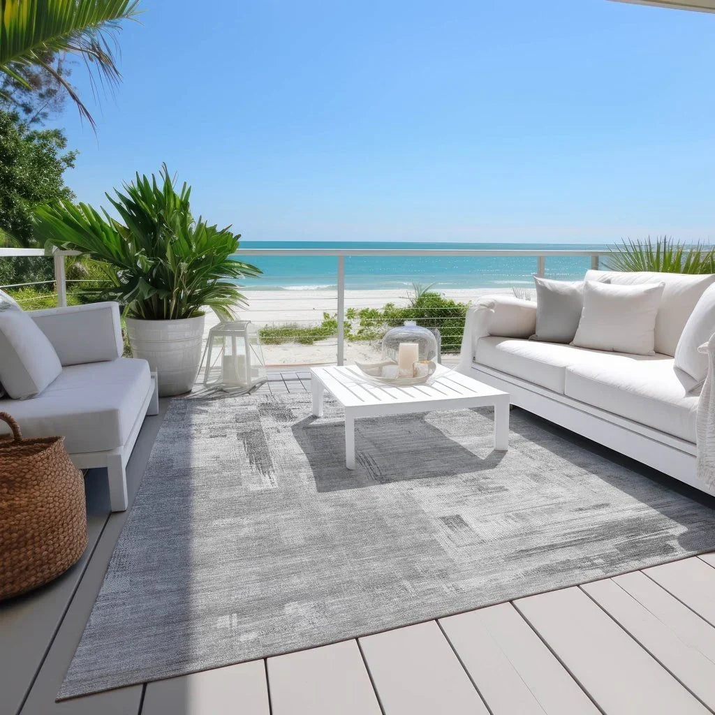 LOOMLAN Rugs Syrene Gray Washable Indoor-Outdoor Rug