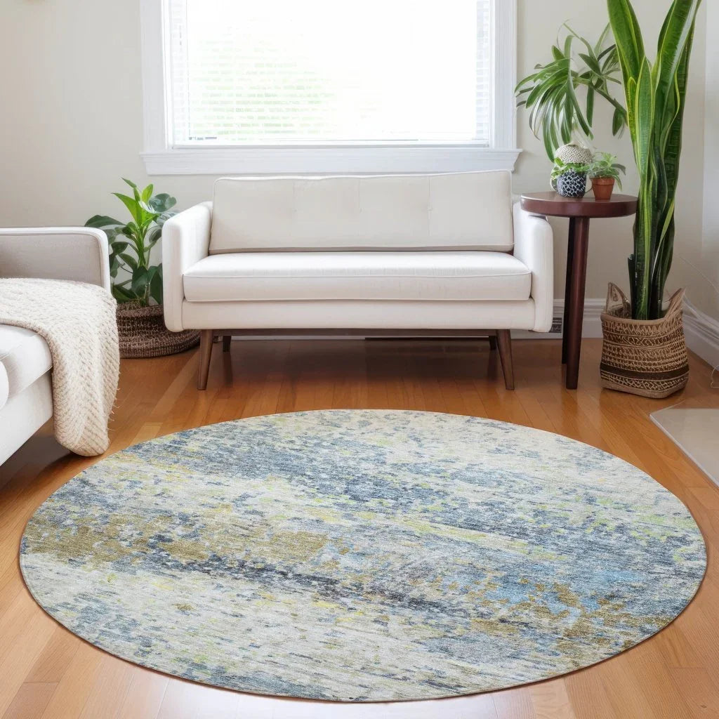 LOOMLAN Rugs Talia Blue Washable Indoor-Outdoor Rug